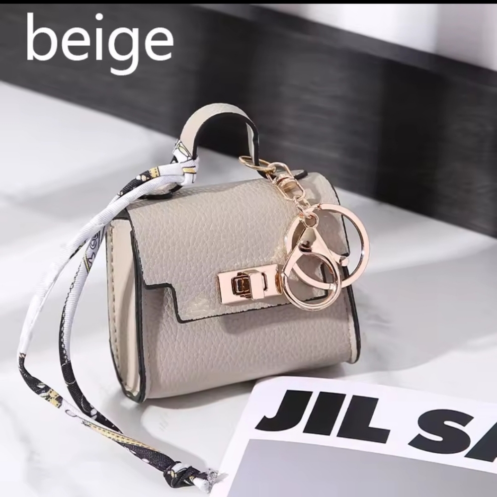 Small Purse Charm With Twist Lock And Mini Twilly, Holds iPod Case Or A Key FOB